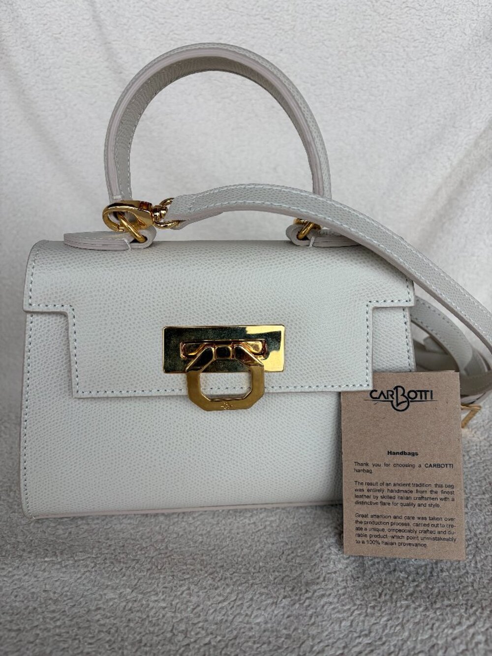 Authentic Carbotti Italian Leather Ivory Handbag